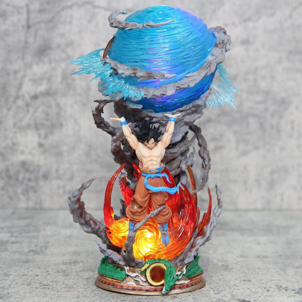 9" Dragon Ball Z Goku Son Goku Statue Figure Lamp Spirit Bomb Genki Dama Box